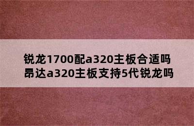 锐龙1700配a320主板合适吗 昂达a320主板支持5代锐龙吗